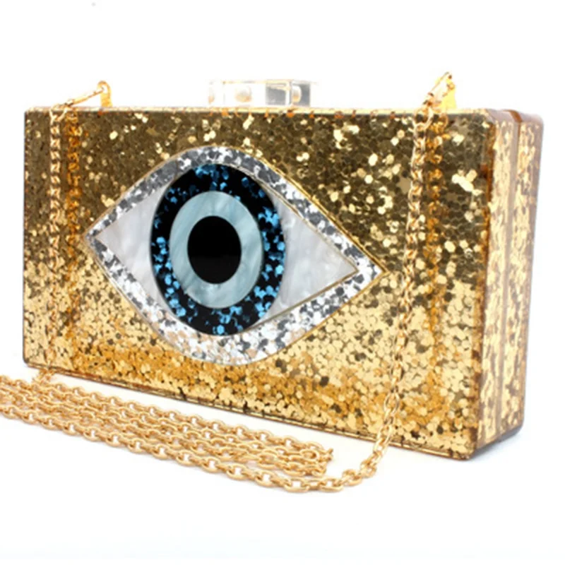 

2019 new trend wallet Messenger bag eyes sequins acrylic clutch bag unique shoulder diagonal evening bag