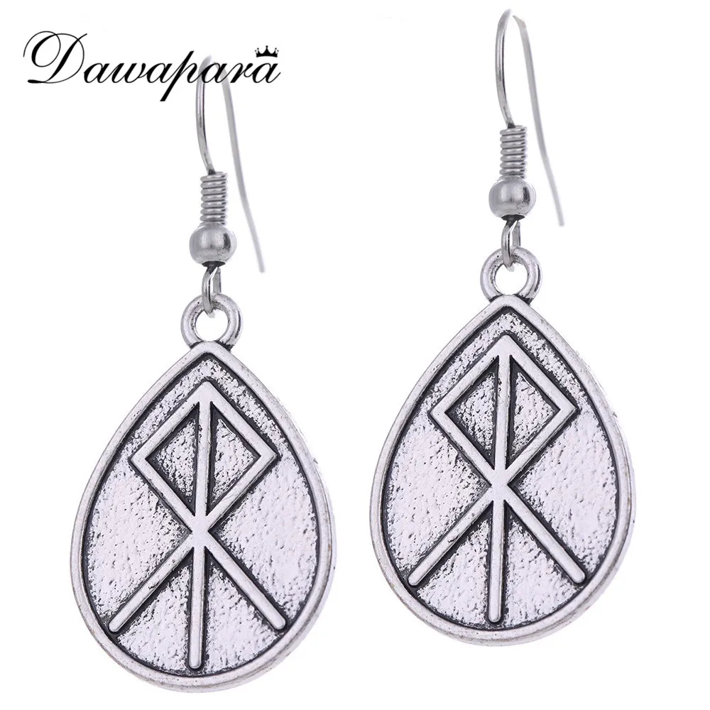 

Dawapara Antique Silver Plated Runes Of Ancestor Earrings For Women Vintage Rund Eardrops For Women Or Girls EH111336