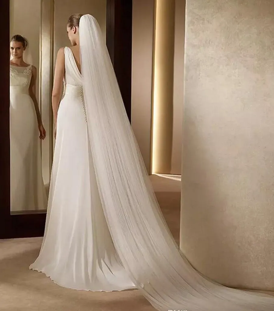 white 3 m long trailing 3 layer cathedral wedding veils bridal veil with comb wedding vail accesories women
