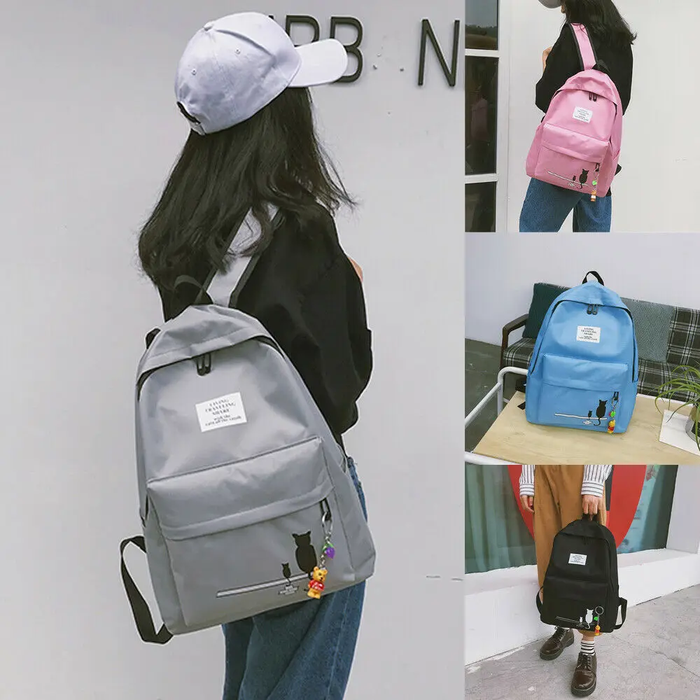 

Women's Backpack School Book Bags Satchel Shoulder Rucksack Canvas Travel Bag Sweet Cute Cats Girls Korean Style Casual Backpack