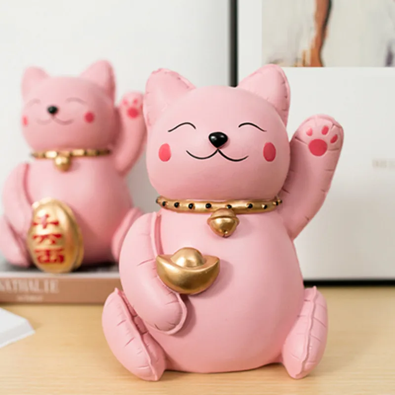  European Style Abstraction Balloon Fortune Cat Resin Craftwork Creative Simulation Animal Figurines - 33046474294