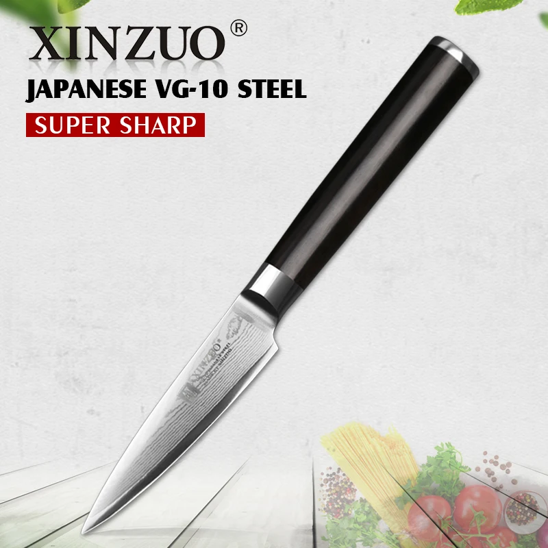 

XINZUO 3.5" Paring Knife 67 layers Japanese Damascus VG10 Knives Kitchen Peeling Utility Knife Ebony Wood Handle with Gift Box