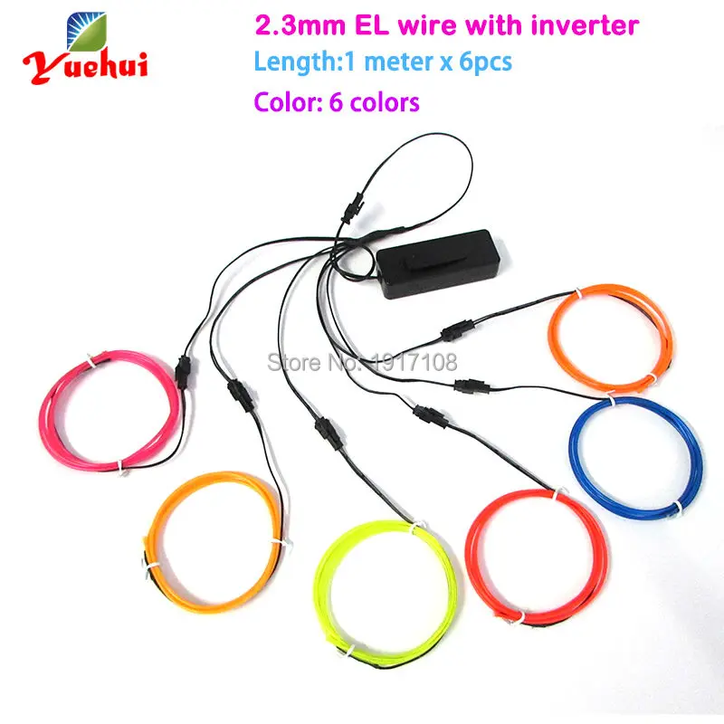 

With DIY toys ,craft, clothing, electrical appliances party DIY decorative 2.3mm 1Meter x 6 pcs flexible el wire neno light