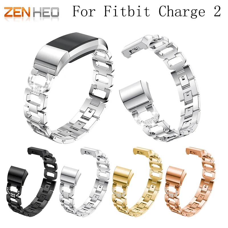 Pulseira de Metal para Fitbit Pulseira de Aço Inoxidável para Fitbit Carga Banda Cinta Strass Charge2 Pulseiras Substituir Acessórios 2