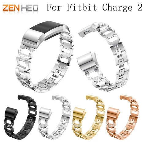 Pulseira de Metal para Fitbit Pulseira de Aço Inoxidável para Fitbit Carga Banda Cinta Strass Charge2 Pulseiras Substituir Acessórios 2
