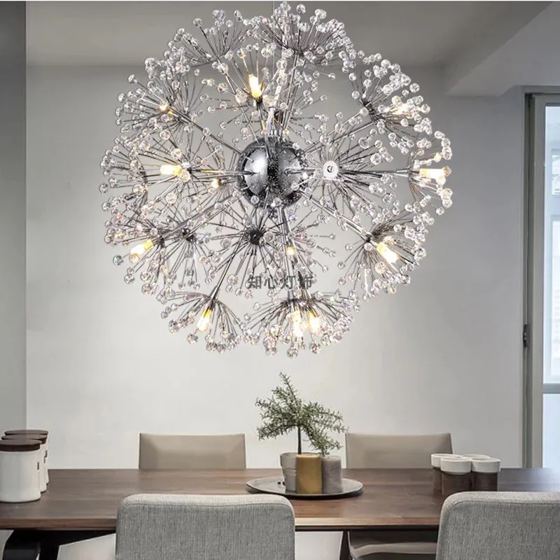 Postmodern crystal led pendant light sitting room atmosphere dandelion spherical LED art buffet restaurant bedroom droplight | Лампы и