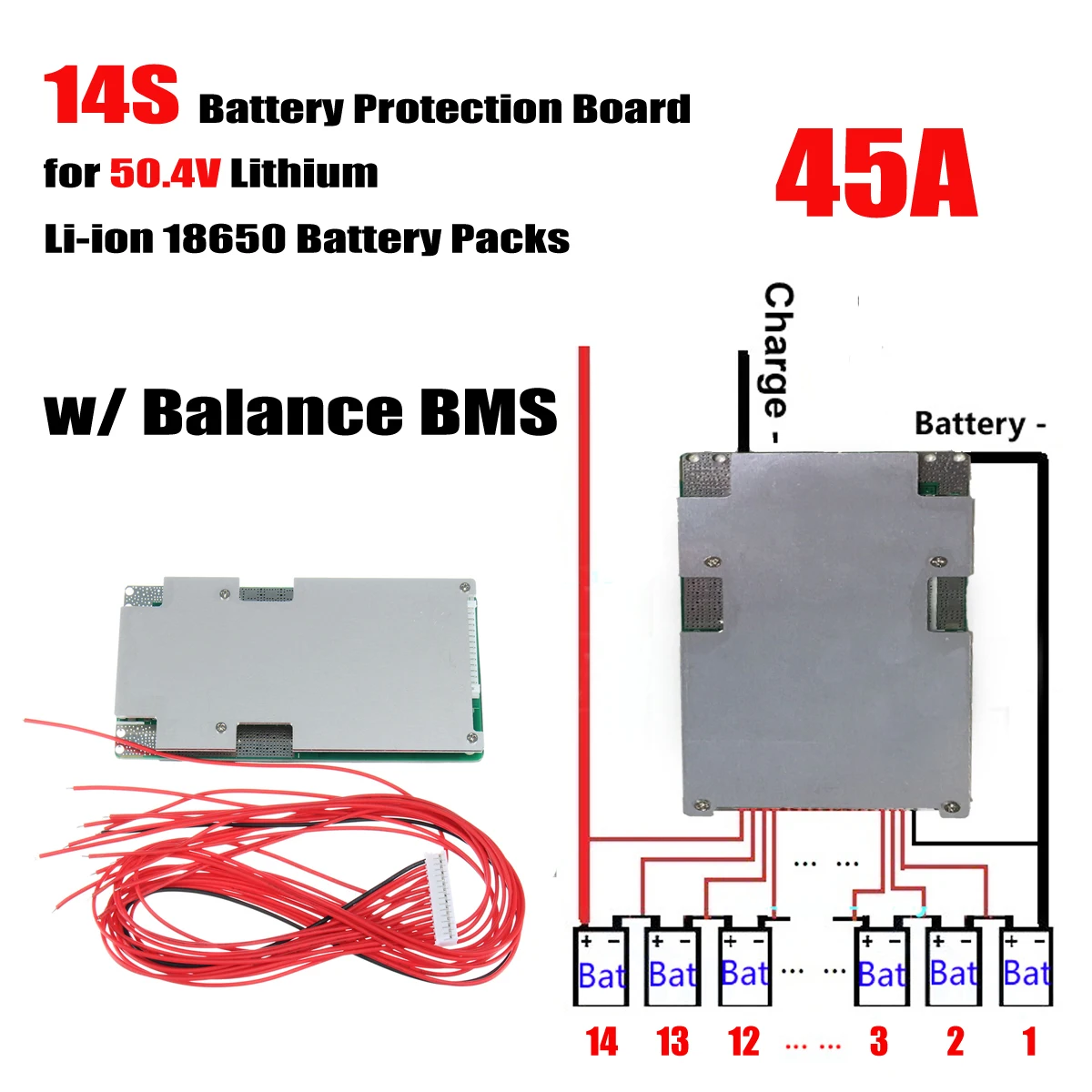 14S 45A 50,4 V Новое поступление литиевая защита питания BMS плата с балансом для литий-ионной батареи защита от перезаряда