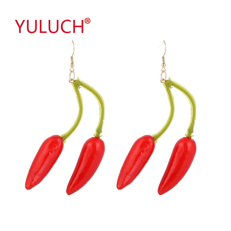 

YULUCH 2018 Fruit Series Fresh Pendant Small Chili Fashion Woman Earrings for Pop Plastic Girl Jewelry earrings Gifts