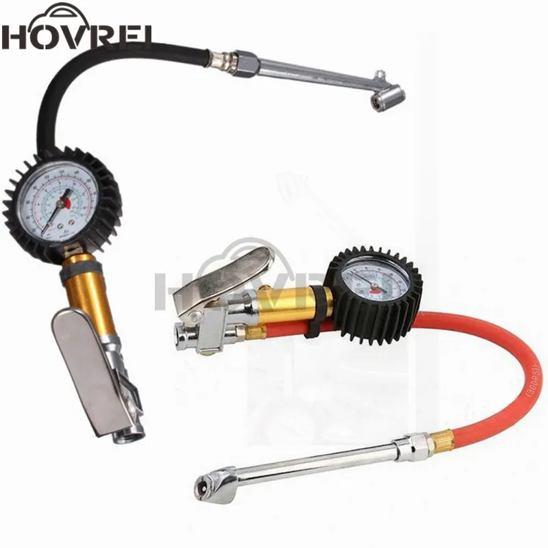 

Auto Car Truck Motorcycle Pistol Flexible Hose 220PSI 1/4" NPT Tire Pressure Gauge Air Inflator Gun