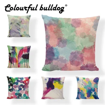 

Watercolor Abstract Raindrops Blue Pillow Case Simple Pattern 43*43CM Cushion Cover Dot Striped Decor Living Room Office Couch