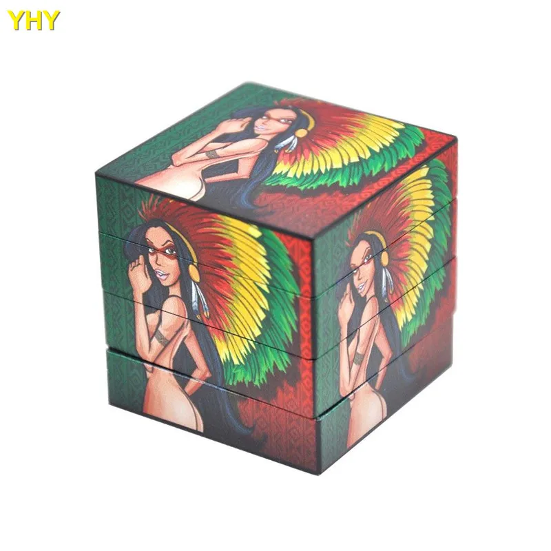 Indian Girl Herb Grinder 50 MM 4 Layers Aluminum Tobacco Grinder 08