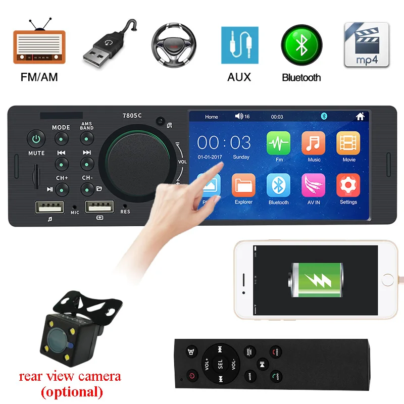 1 Din автомобильный радио мультимедиа FM Авторадио Bluetooth MP3 MP5 плеер 4