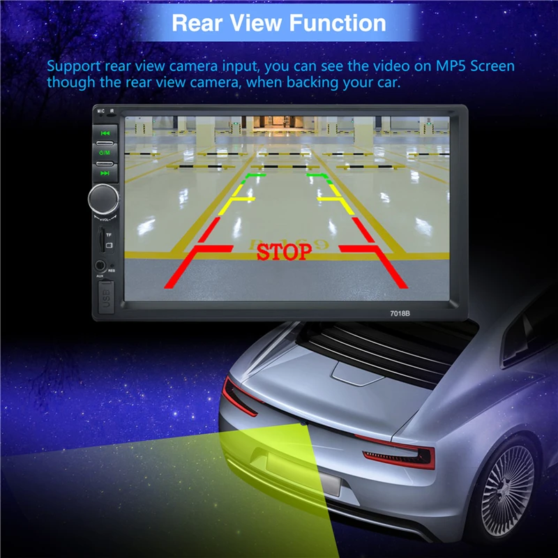 Autoradio 2 Din General Car Models 7'' inch LCD Touch Screen Car Radio Player Bluetooth Car Audio Support Rear View Camera 7018B