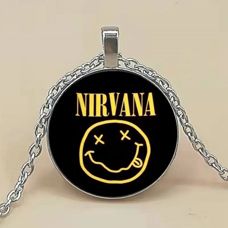 

rock band smile nirvana band crystal glass pendant necklace jewelry wholesale