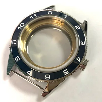 

corgeut brand watch parts 41mm Watch Case Blue Ceramic Bezel Fit Miyota 8205/8215,ETA 2836 DG 2813 Wristwatch