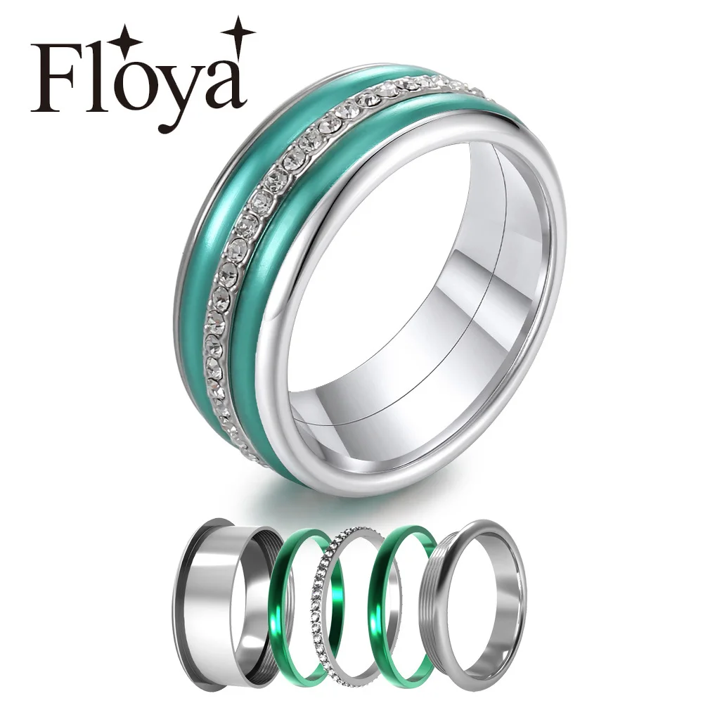 

Floya Bague Interchangeable Bijoux Femme Original Stackable Filled Ring 8mm Wide Minimalist Statement Various Ring Jewelry Mujer