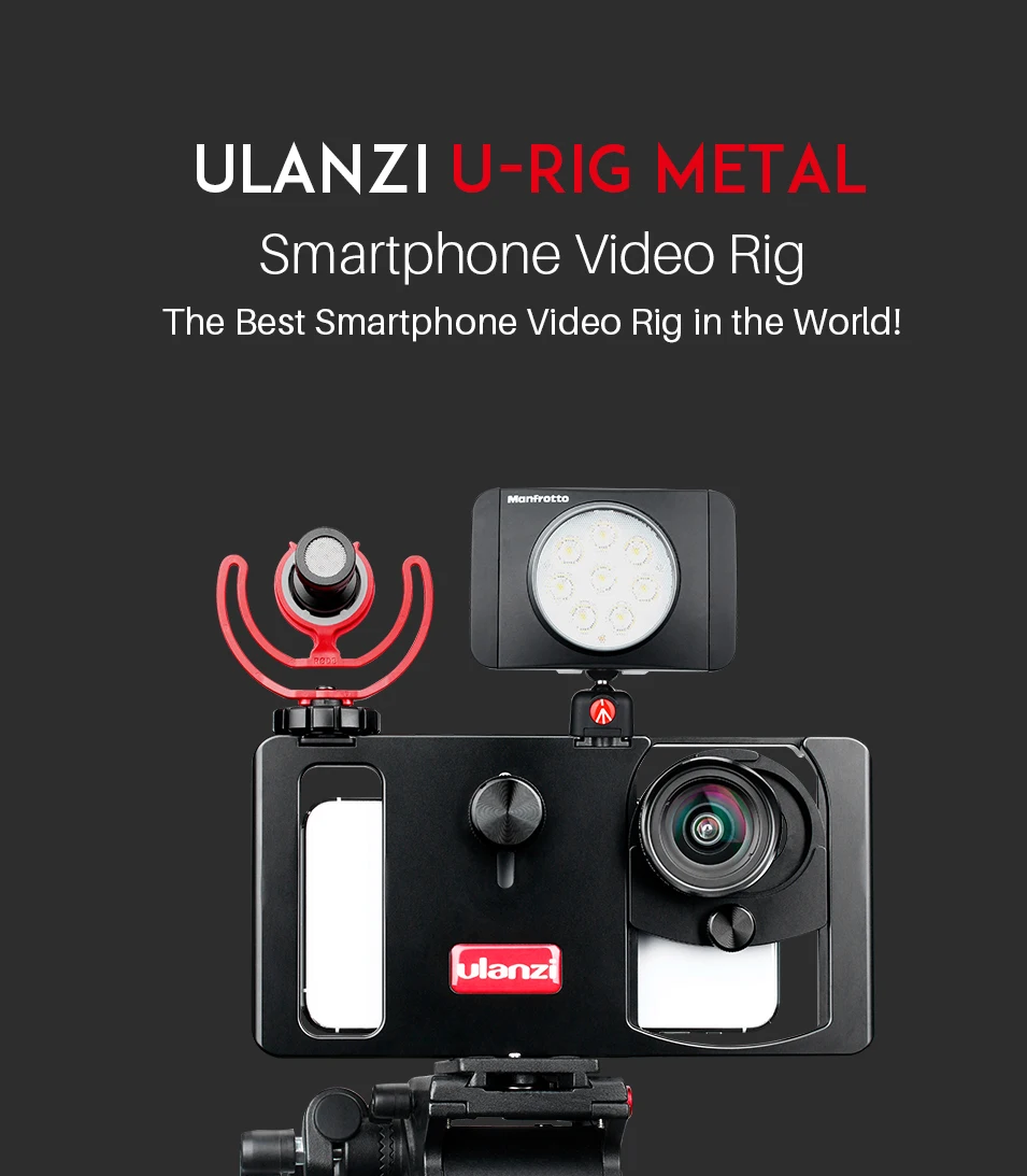 Ulanzi U-Rig металлический ручной фото-телефон видео Rig gear Vlogging стабилизатор оборудования с широким углом Мобильный объектив пленка делая чехол