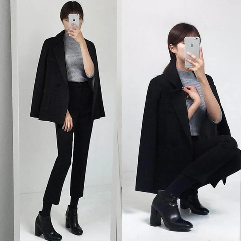 

Women pant suits formal Spring and Autumn Fashion Casual Loose Temperament Slim Office Business OL Professional Two-Piece Set