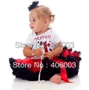 

free shipping retail red with black chiffon baby girl pettiskirts Fluffly Tutu Skirt