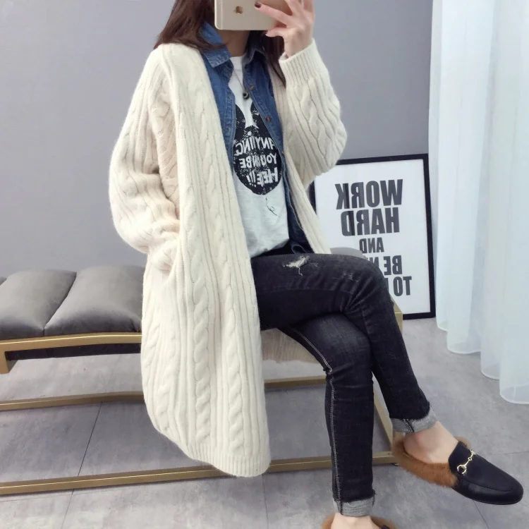 Harajuku Cardigan Women's Sweater Autumn Winter Long Cardigan Coat 2019 New Fashion Women's Clothing Twist Ladies Sweater (12)