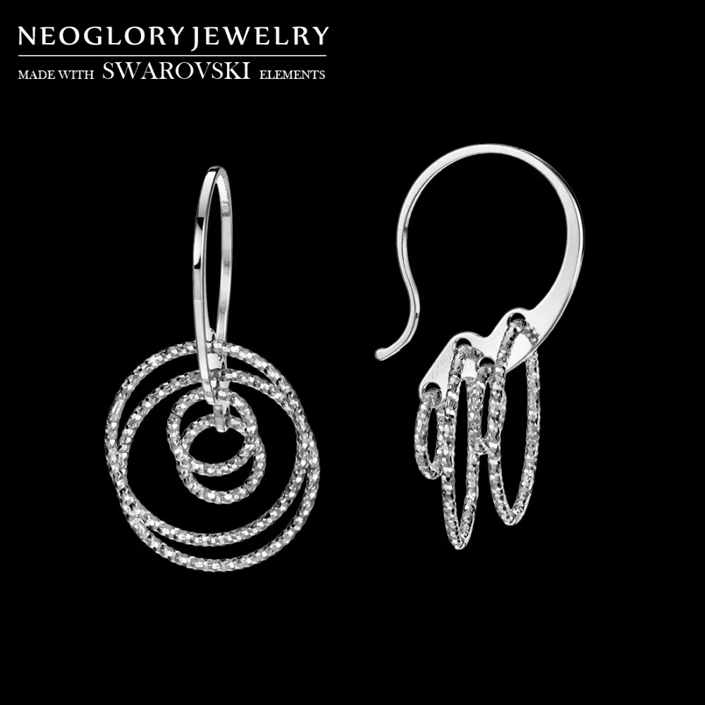 

Neoglory Italian Cutting Shining Drop Earrings Round Balls Design Rhodium Sterling 925 Silver Trendy For Lady Holiday Party Gift
