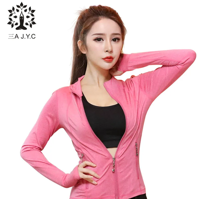 Buy Women Yoga Jacket Long Sleeve Hooded Zipper Coat