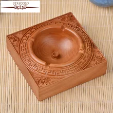 Китайская Высококачественная деревянная пепельница из черного дерева, половинные украшения для гостиной, ручная работа, 12*12*4 см