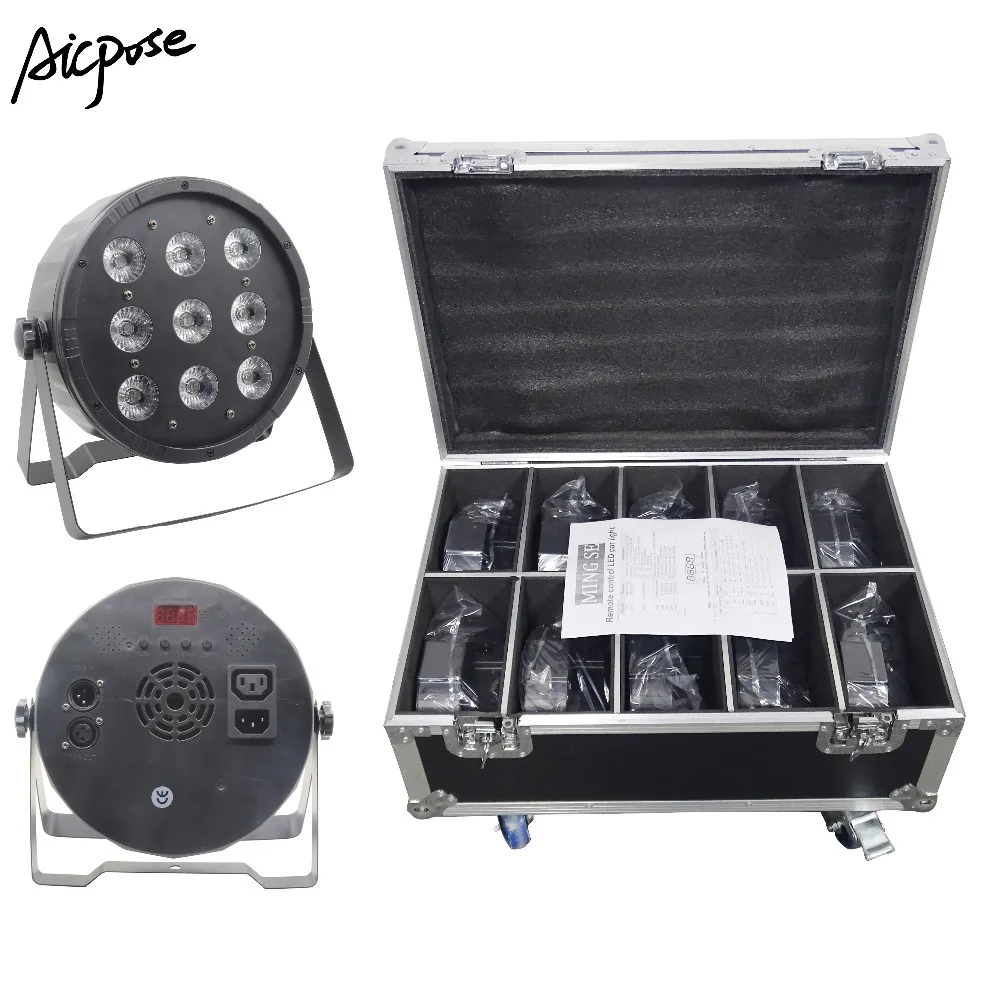 10 шт./лот 9x12 Вт LED Par огни с корпусом полета Led 9*12 RGBW 4 в 1 DMX512 управлением DJ Освещение