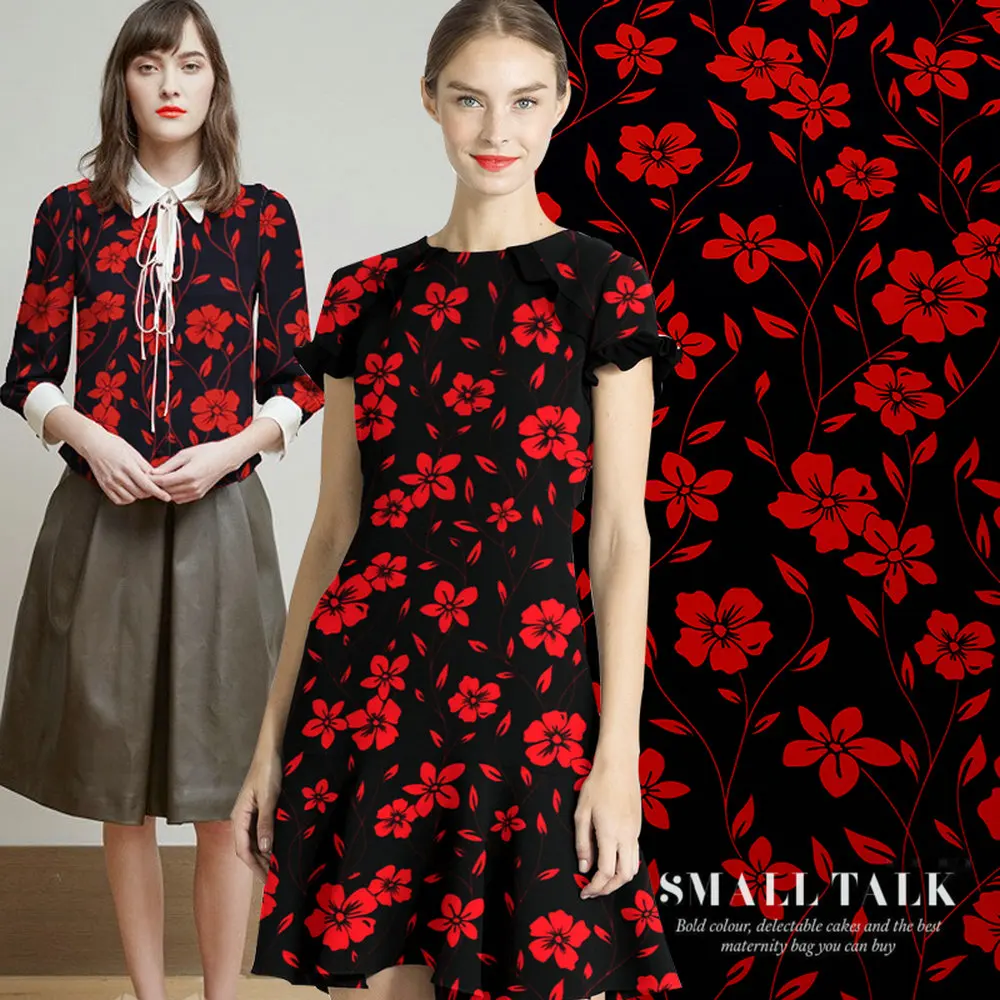 

100% Silk Material Digital Printing Silk Crepe De Chine Fabric 14m/m 110cm