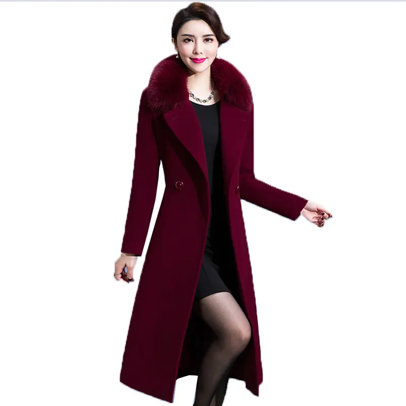 

Plus size Autumn Winter Wool Coat Womens Cashmere Woolen Coats 2019 Top Quality Outerwear Winter jacket Women Warm Parkas LJ211