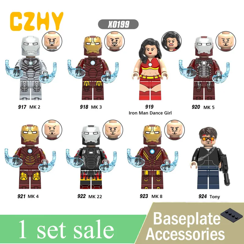 

Super Heroes Figures Iron Man Dance Girl Mark MK 6 Tony Obadiah Stane Education Building Blocks Gift Toys x0199 toy