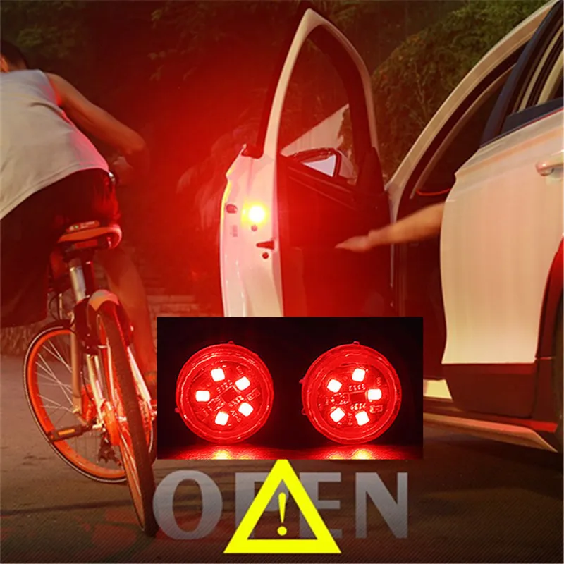 2 шт. беспроводной светодиодный предупреждающий свет для двери автомобиля, лампы для предотвращения столкновений, стробоскопический светильник для боковой двери