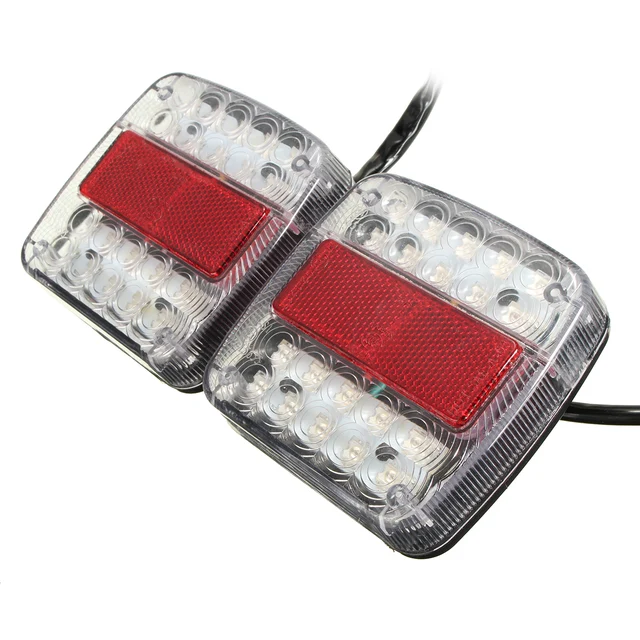 2x 20 LED Car Truck Tail Light Warning Lights Rear Lamps Waterproof Tailligh Rear Turn License Plate Lights for Trailer 46 LED
