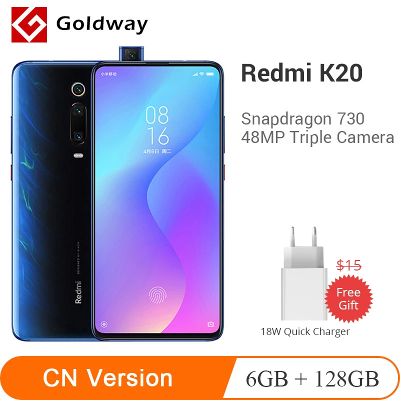 Смартфон Xiaomi Redmi K20, 6 ГБ, 128 ГБ, Восьмиядерный процессор Snapdragon 730, экран 6,39 дюйма AMOLE, 48мп, тройная камера, аккумулятор 4000 мАч