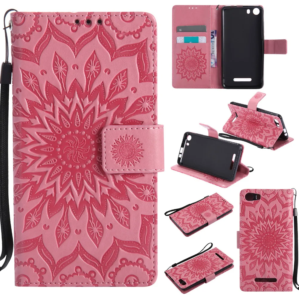 Deluxe Sun Flower Pattern Pu Leather Flip Wallet Pouch + Card Holder Cover Case For Wiko Lenny 2 Lenny2 5.0 Phone Coque | Мобильные