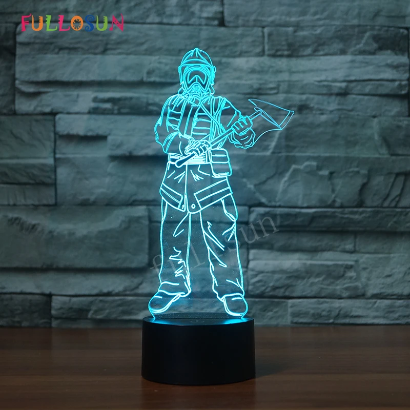 

Fireman 3D USB Lights 7 Color LED 3D Touch Table Lamp Ceative Gift LED Light Lamp as Bedroom Decoration
