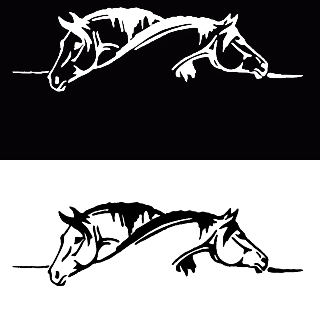 Dewtreetali креативная графическая Автомобильная наклейка и наклейка с изображением двух лошадей, смешное животное, автомобильный Стайлинг, черный/белый цвет, супер предложение, высокое качество
