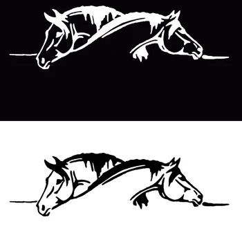 

Dewtreetali Creative Two Horses Graphical Car Sticker And Decal Funny Animal Car Styling Black/White super offer high quality