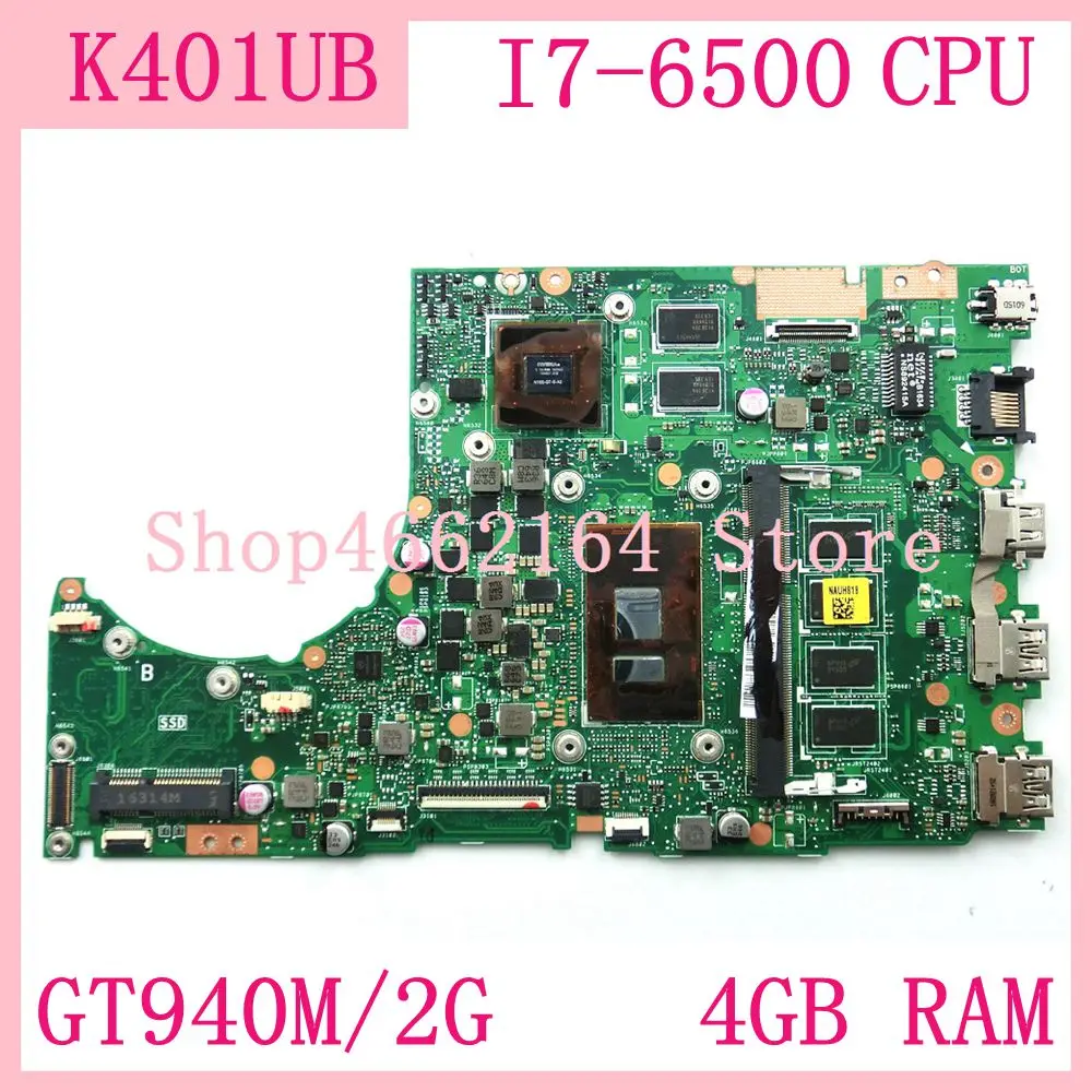 Greatest  K401UB Laptop motherboard I7-6500 CPU GT940M/2G for ASUS K401U A401UB K401UQ Laptop mainboard K401U