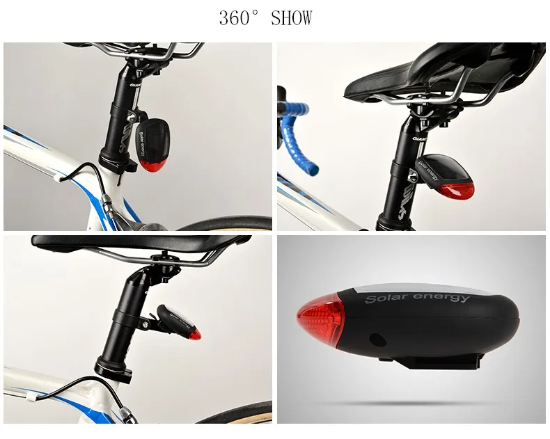 Flash Deal ROCKBROS Bike Light Lamp Solar New Power Led Cycling Rear Light Safety Warning Light Bicycle Tail Light Bike Accessories 3 Modes 7