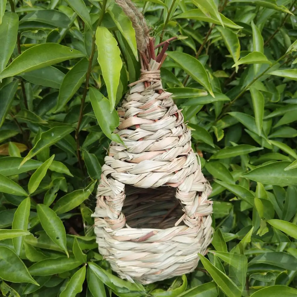 Bird's Nest Natural Grass Material Bird Cage Bird Box Natural Fiber Bird Hideaway from Predators House Hand Woven