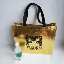 500 шт/лот изготовленный на заказ высококачественный металлический нетканый Хозяйственный Мешок переработанный Эко сумка-мешок для выставки подарка вашего бренда