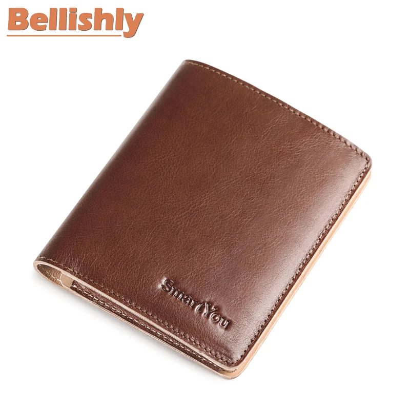 

Bellishly men's Vintage Chic handmade wallet men 100% Genuine leather purse Husband present gentleman Slim Short Boss notecase