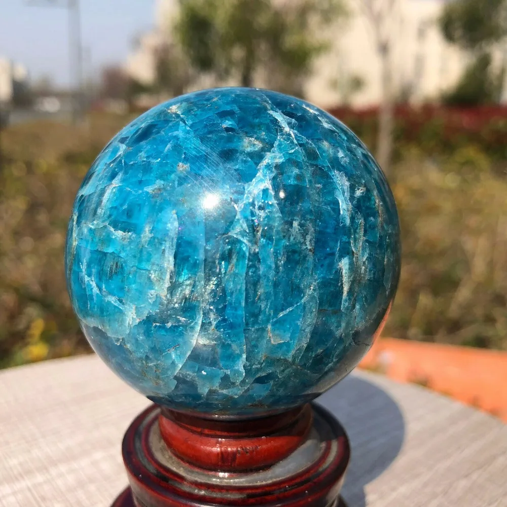 50-60 мм натуральный Синий Апатит шар Сфера кварцевый кристалл минеральное Исцеление