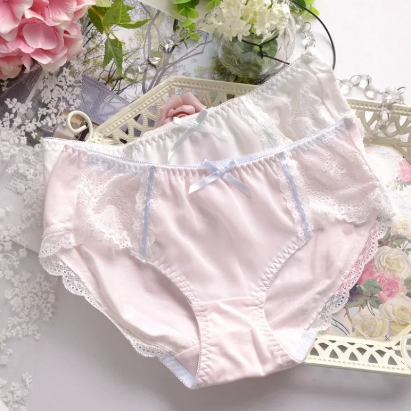 

Princess Style Sexy Hollow Lace Girls Panties Cotton Cute Lovely Sweety Seamless Women Breifs Chiffon Solid Knickers Underwear
