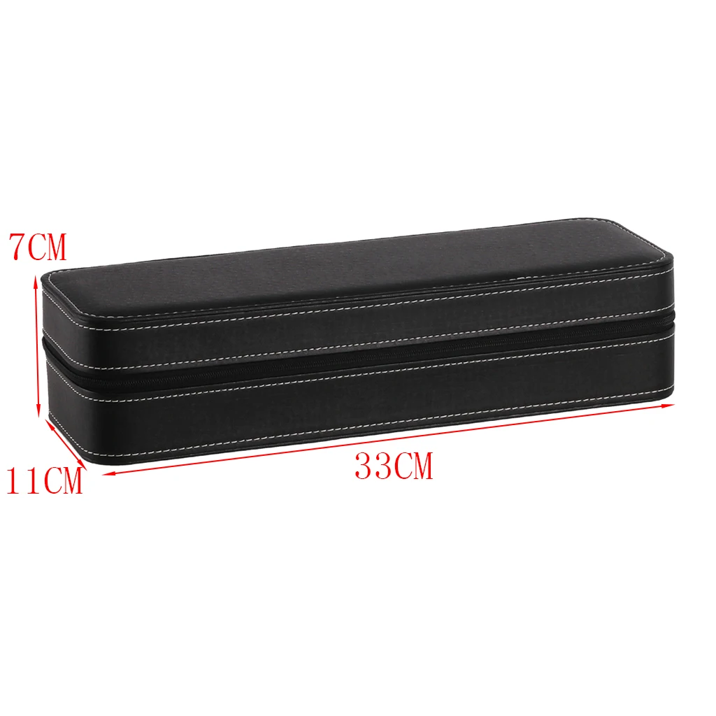 MagiDeal 2pcs Vintage Stitch PU Leather Zipper Watch Box Wristwatch Cufflinks Storage Display Organizer Travel Case Gift Box