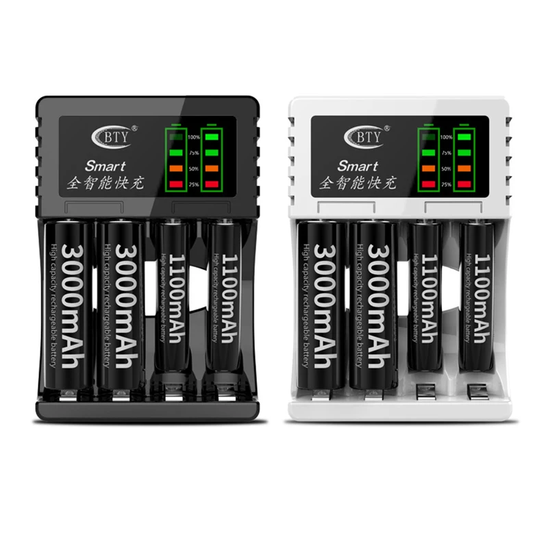 

4 Slots LED Power Display USB Smart Charger For AA AAA Battery Intelligent Quick Fast Rechargeable Battery Charger