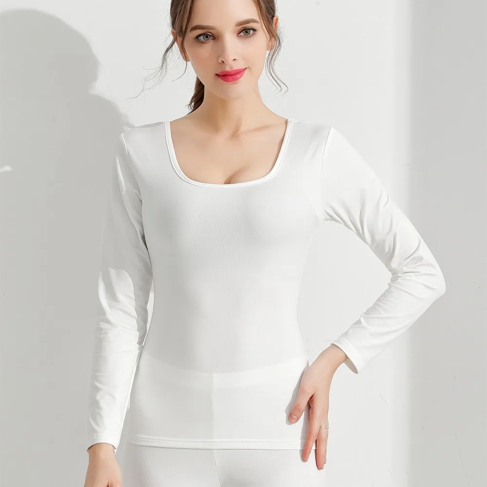 جديد T قميص المرأة طويلة الأكمام الشتاء أعلى المحملة الأزياء الأبيض تي شيرت للنساء ملابس اخلية حرارية الإناث تي شيرت Camisas Femininas
