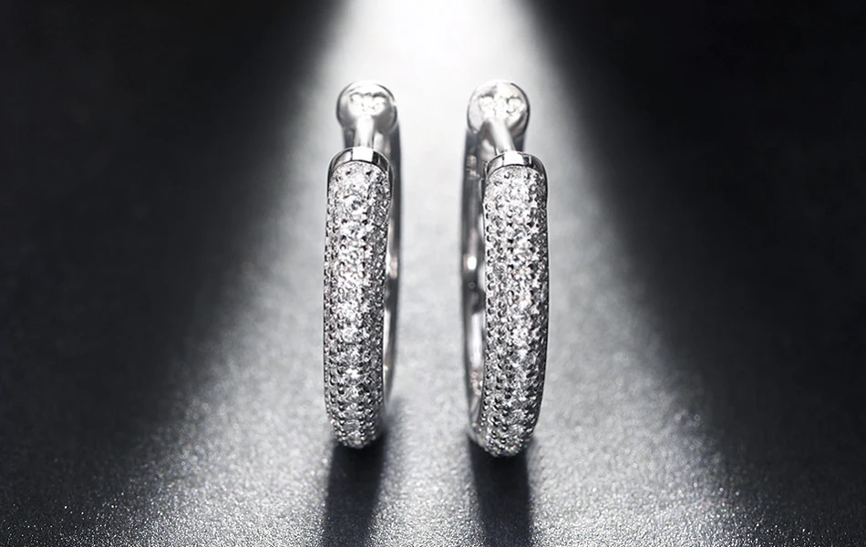 ORSA JEWELS серьги кольцами трендовые женские ювелирные изделия серебро 925 пробы серьги с 2 рядами 90 шт. австрийский кубический цирконий SE19