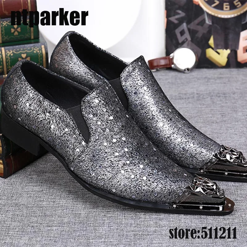 Silver Sparkly Mens Dress Shoes Glitter Silver Shoes